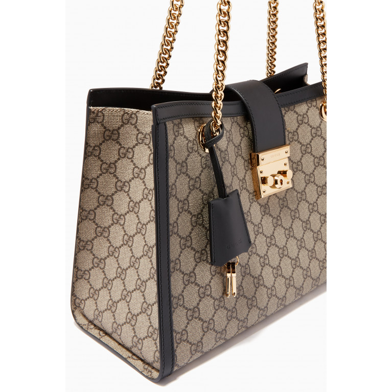 Gucci - Medium Padlock GG Shoulder Bag in Canvas Black