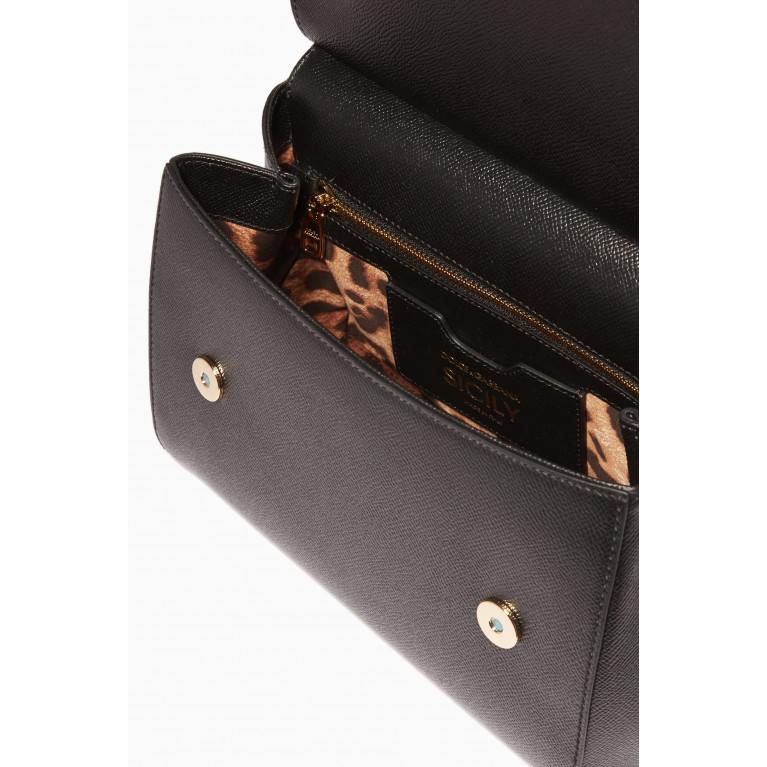 Dolce & Gabbana - Black Medium Dauphine Leather Miss Sicily Bag Black