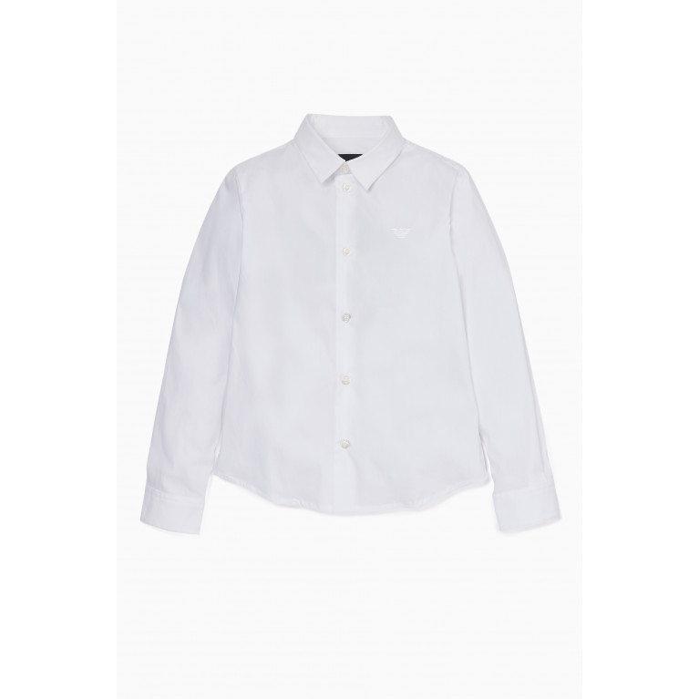 Emporio Armani - White Embroidered-Logo Shirt White
