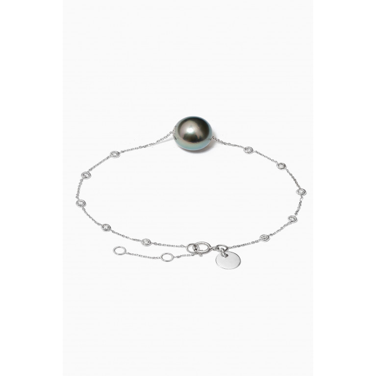 Robert Wan - Links of Love Pearl & Diamond Chain Bracelet in 18kt White Gold