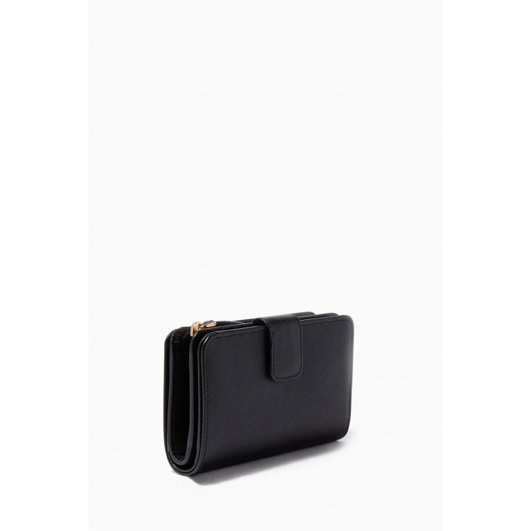 Prada - Black Saffiano-Leather Zip-Around Wallet Black