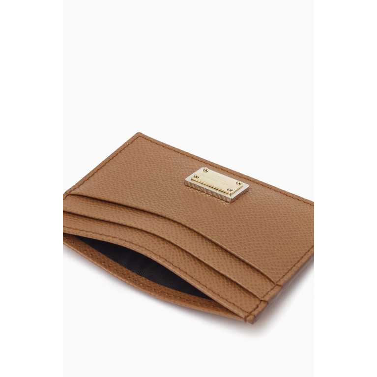 Dolce & Gabbana - Dauphine Card Holder in Grained Leather Brown