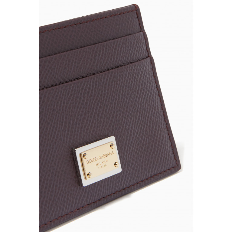 Dolce & Gabbana - DG Plate Card Case in Dauphine Leather Red
