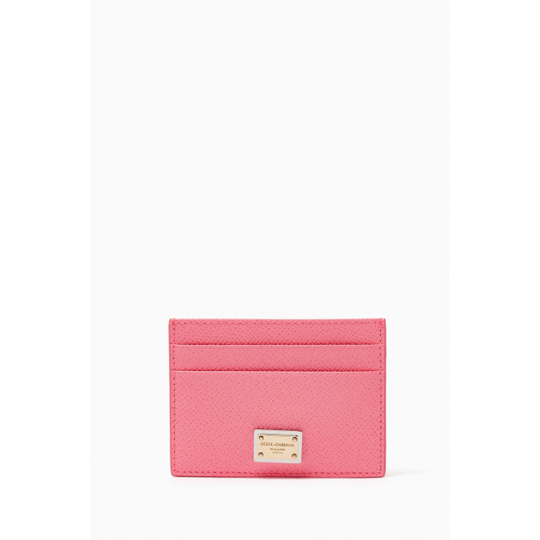 Dolce & Gabbana - Dauphine Card Holder in Grained Leather Pink