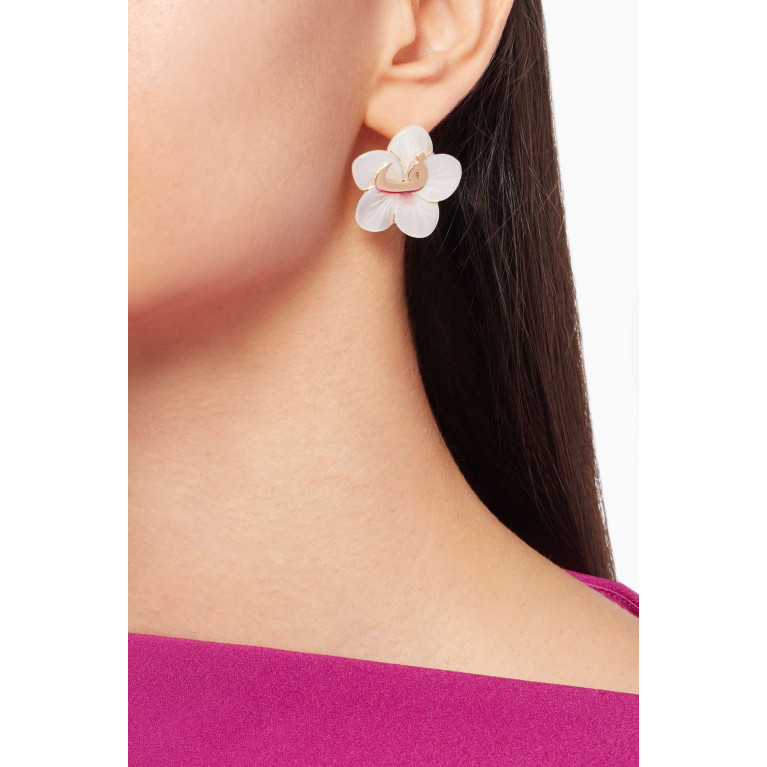 Bil Arabi - Arabic F Letter Mother Of Pearl Earrings