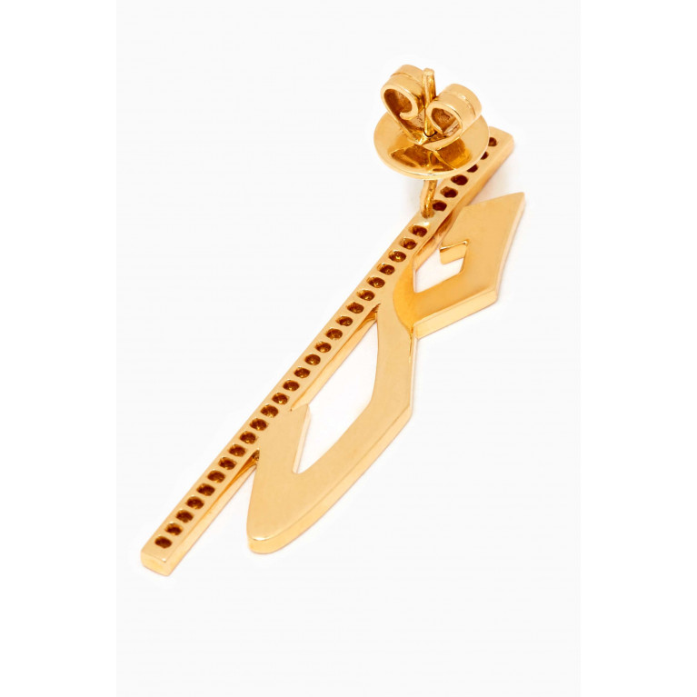 Bil Arabi - Khatt "Ein" Single Enamel Earring with Diamonds Stretch in 18kt Yellow Gold