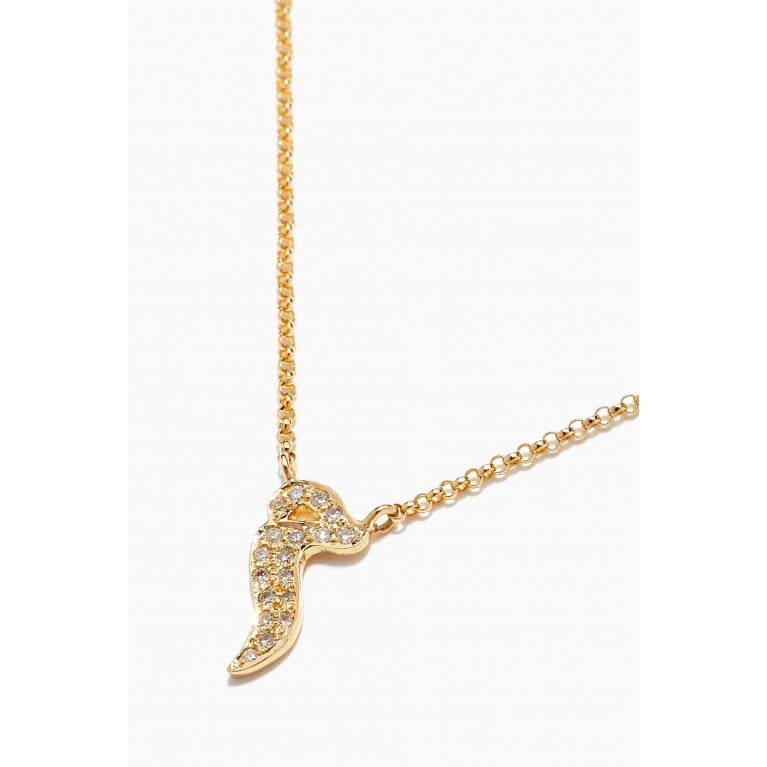 Bil Arabi - Arabic M Letter Diamond Necklace in 18kt Yellow Gold
