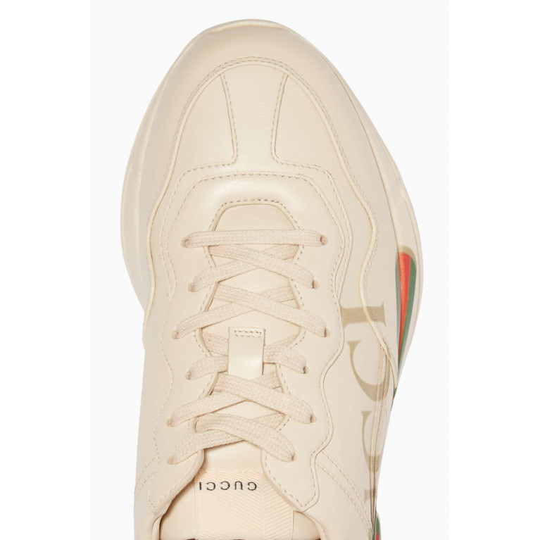 Gucci - Ivory Rhyton Gucci logo leather Sneakers