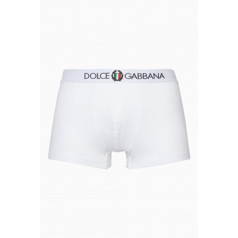 Dolce & Gabbana - White Sports Crest Logo Boxers White