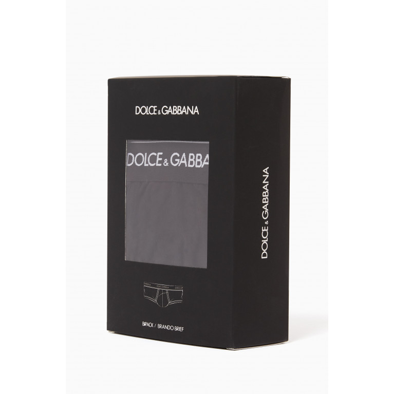 Dolce & Gabbana - Black Brando Logo-Waist Briefs, 2-Pack Black