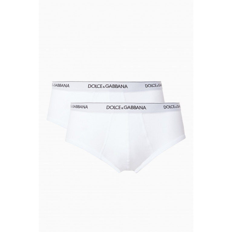 Dolce & Gabbana - White Brando Logo-Waist Briefs, 2-Pack White