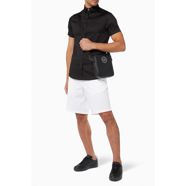 Armani Exchange - Logo Stretch Cotton Poplin Shirt Black