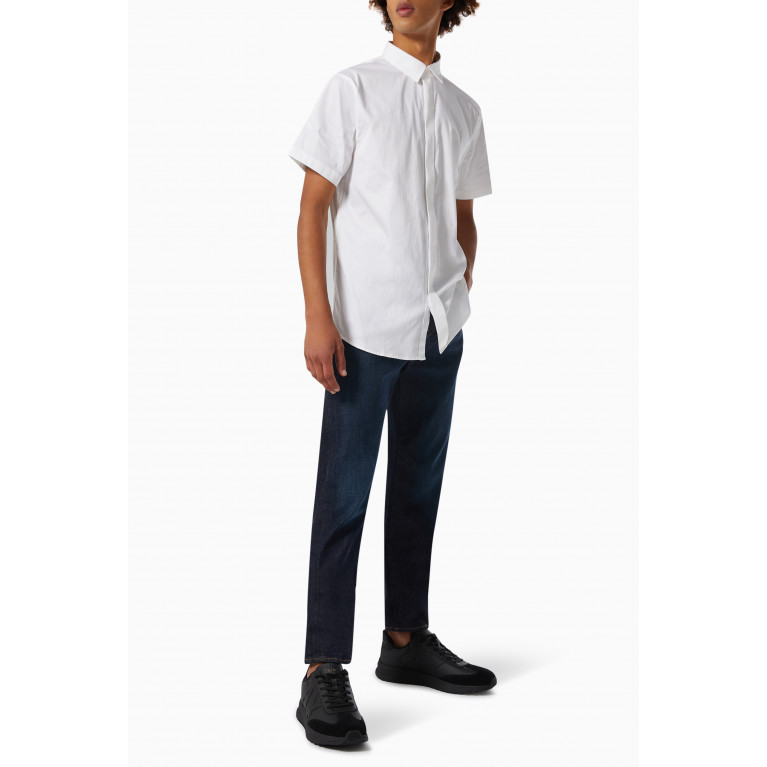Armani Exchange - Logo Stretch Shirt in Cotton Poplin White