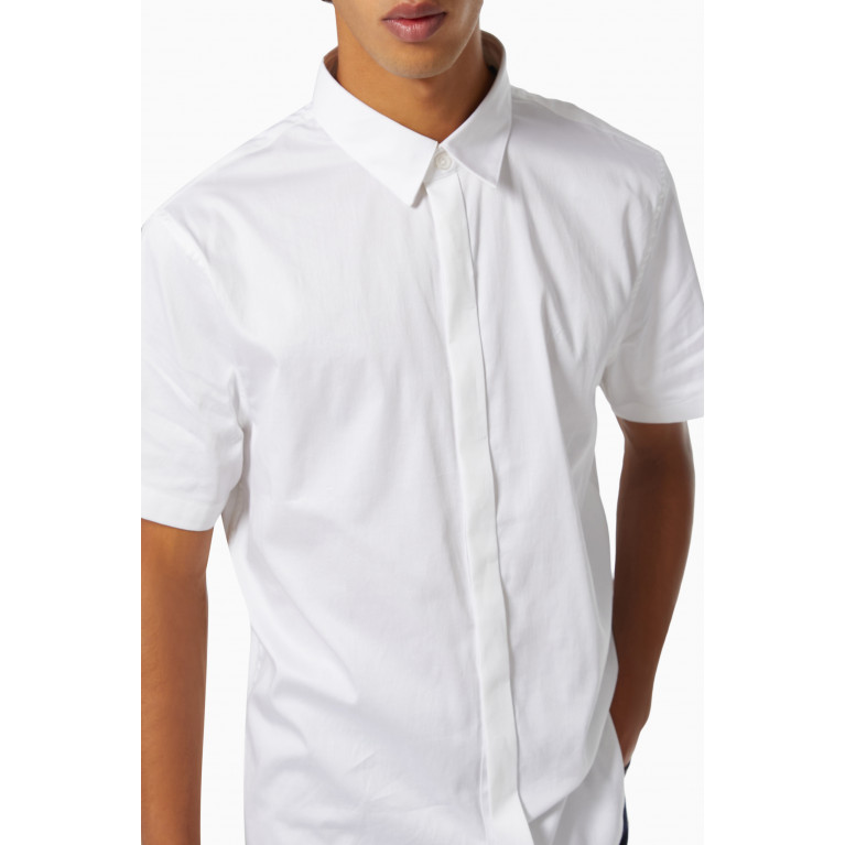 Armani Exchange - Logo Stretch Shirt in Cotton Poplin White