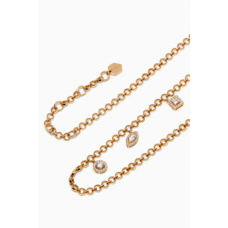Marli - Rock Charm Beaded Chain Necklace in 18kt Gold