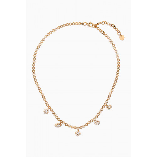 Marli - Rock Charm Beaded Chain Necklace in 18kt Gold