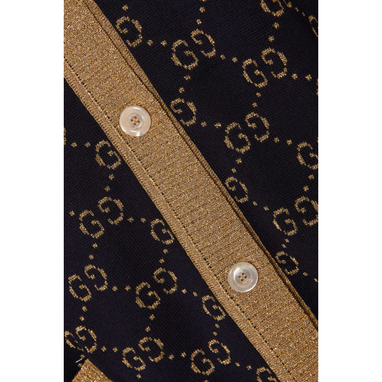 Gucci - Dark-Blue & Gold Cotton-Lurex GG Cardigan Multicolour