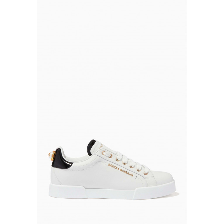 Dolce & Gabbana - Portofino Pearl Sneakers in Leather White