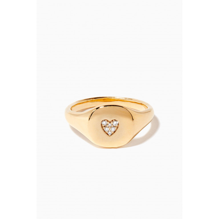 David Yurman - Yellow-Gold & Diamond Mini Heart Pinky Ring