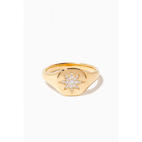 David Yurman - Yellow-Gold & Diamond Mini Compass Pinky Ring