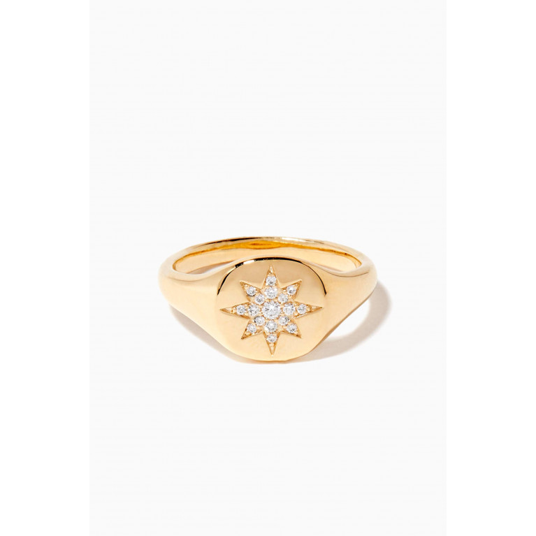 David Yurman - Yellow-Gold & Diamond Mini Compass Pinky Ring