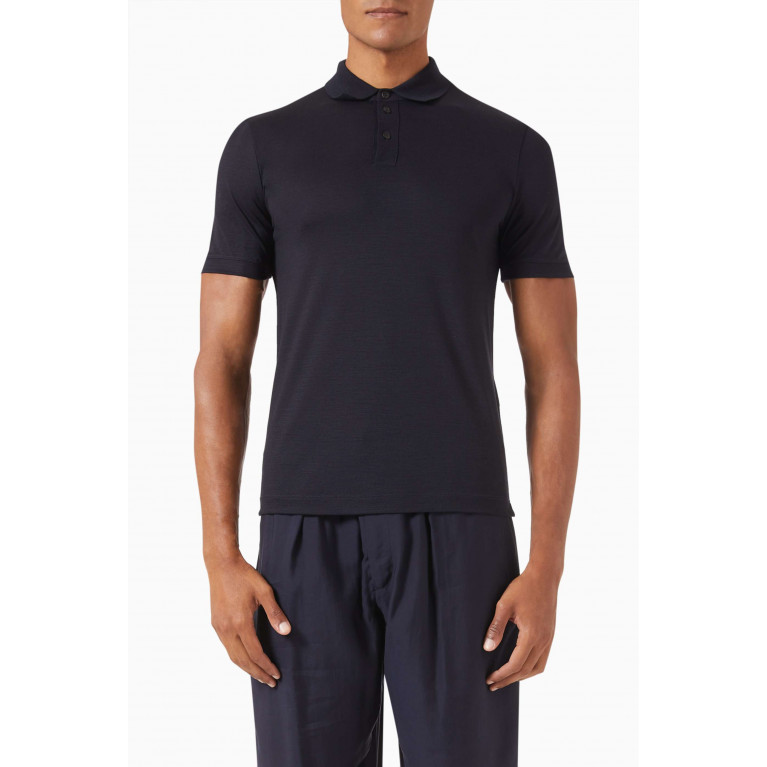 Giorgio Armani - Short-Sleeved Polo Shirt in Wool Blue
