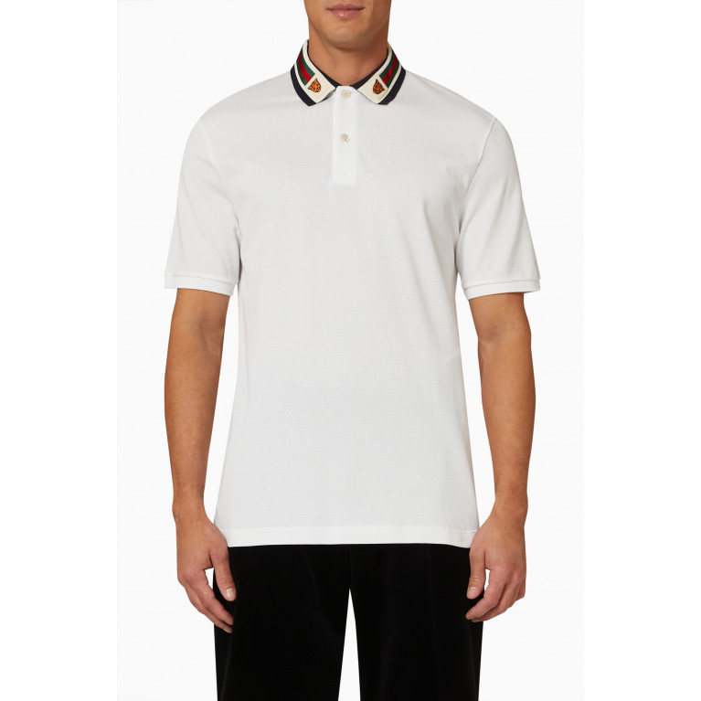 Gucci - Web Feline Head Polo T-shirt White