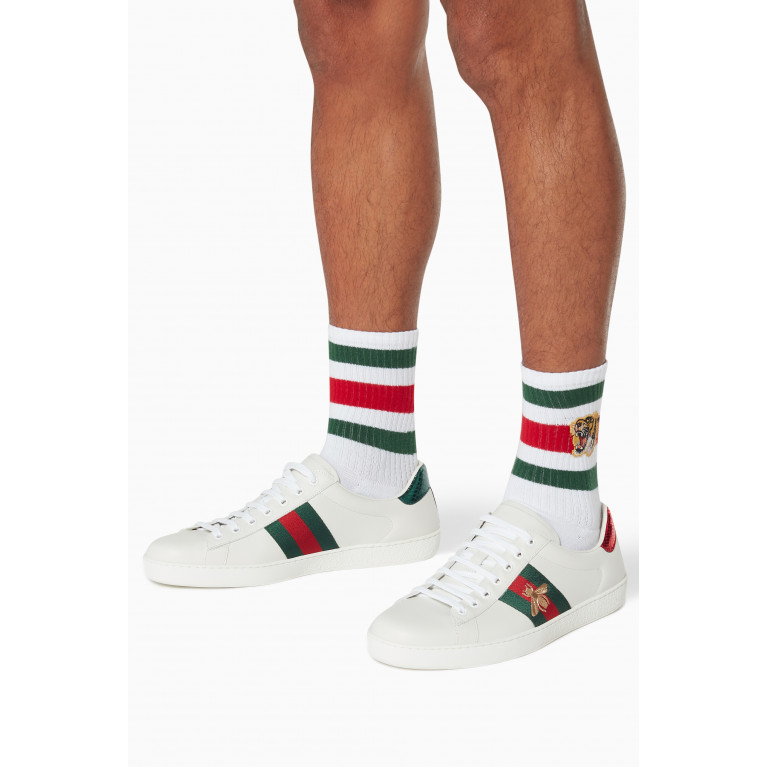 Gucci - Gucci - White Embroidered Appliqué Calf Socks
