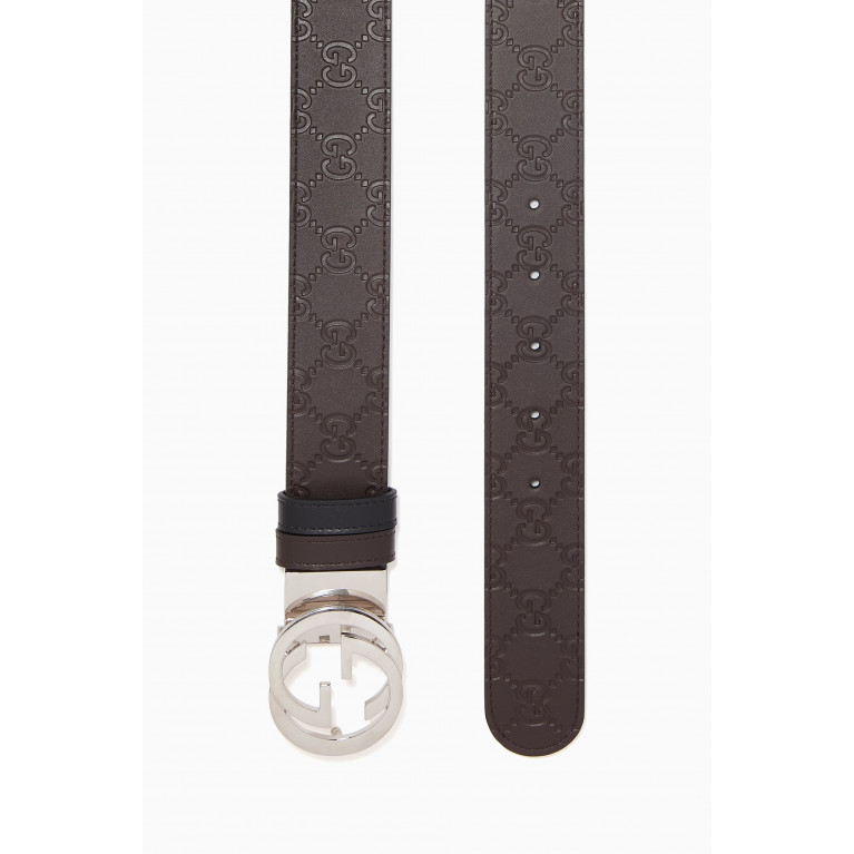 Gucci - Reversible Belt in Gucci Signature Leather Brown