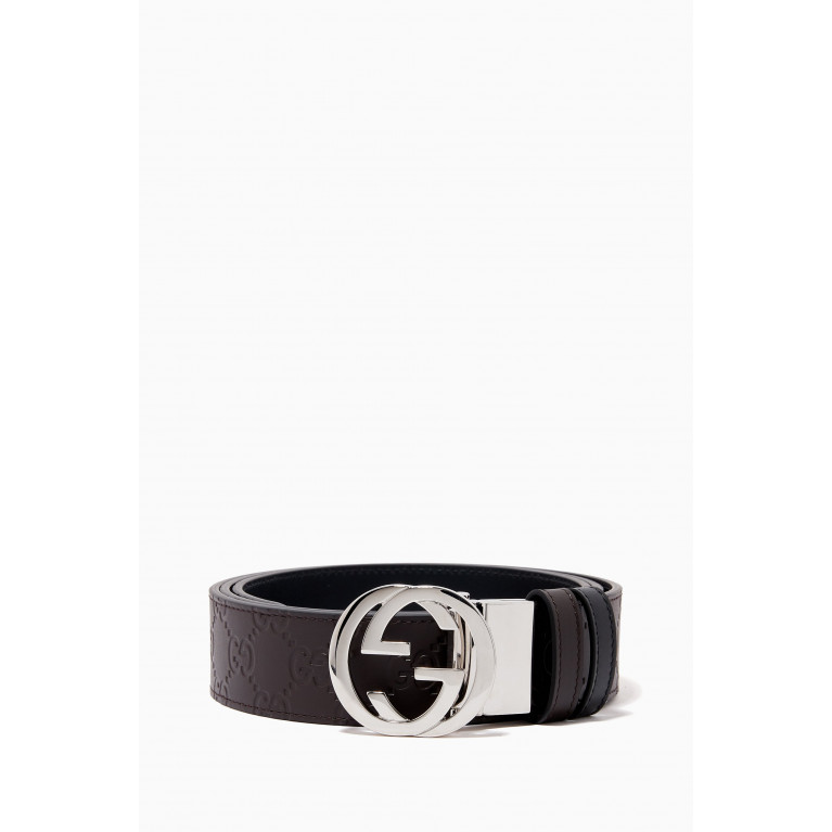 Gucci - Reversible Belt in Gucci Signature Leather Brown