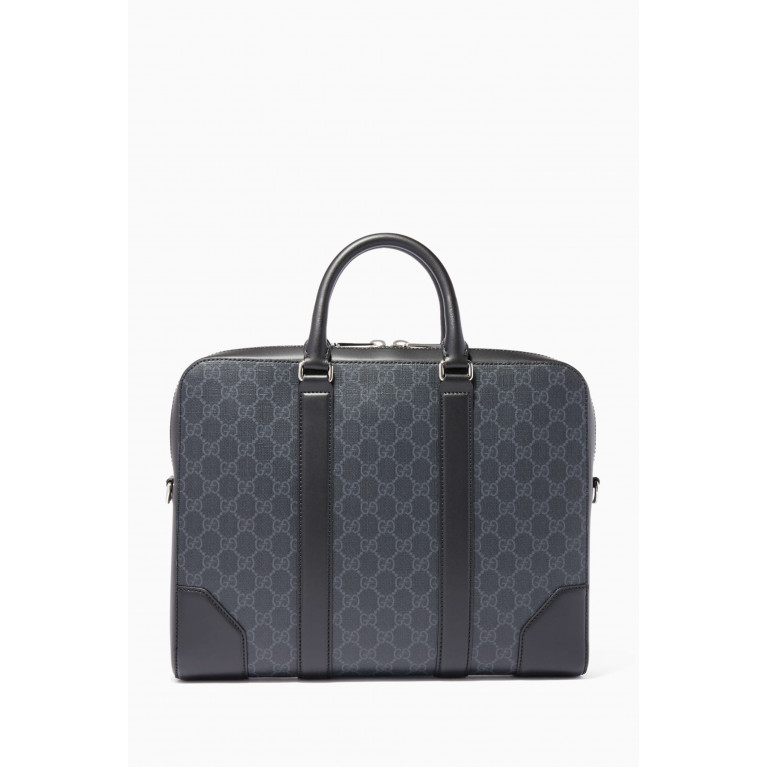 Gucci - Black & Grey GG Supreme Briefcase
