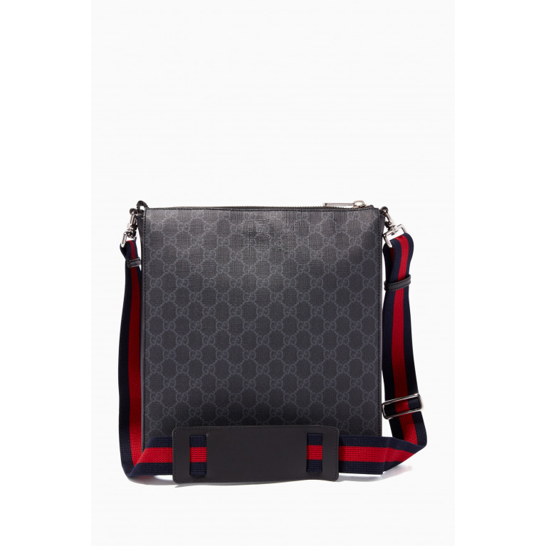 Gucci - Black & Grey GG Supreme Messenger Bag