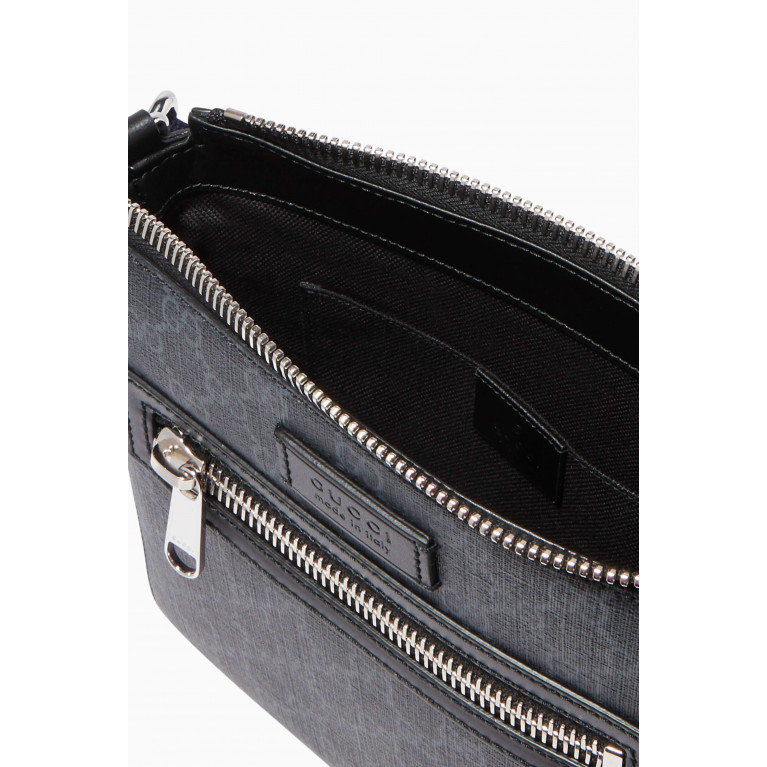 Gucci - Black & Grey GG Supreme Small Messenger Bag