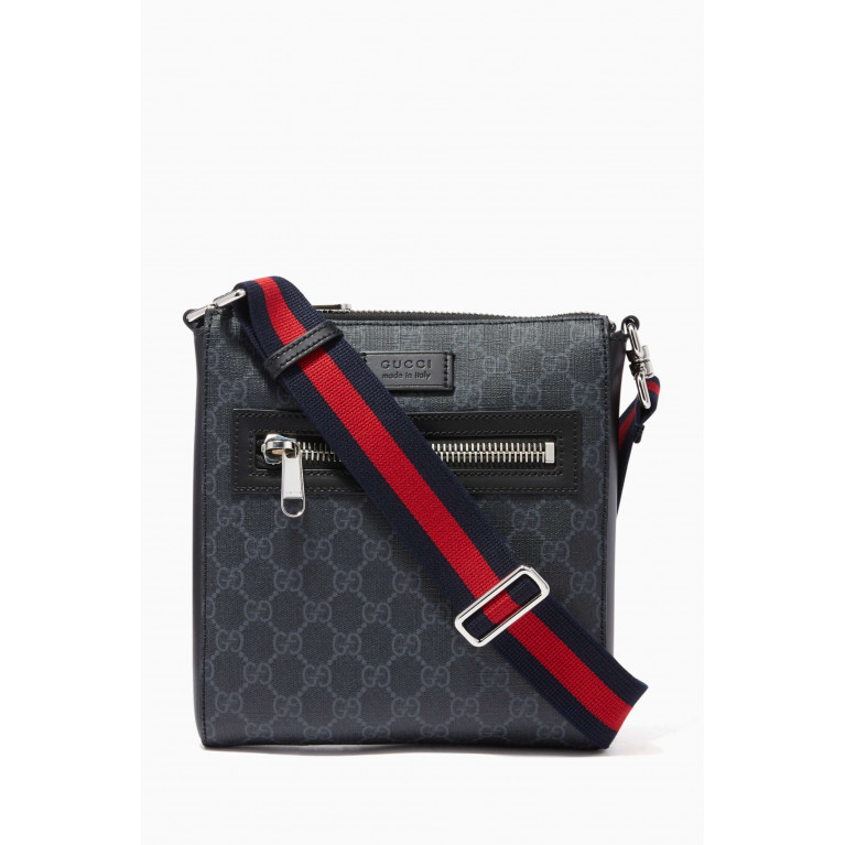 Gucci - Black & Grey GG Supreme Small Messenger Bag