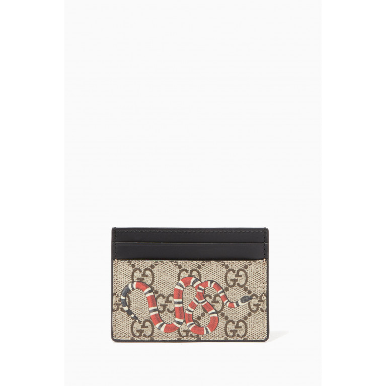 Gucci - Beige & Ebony Kingsnake Print GG Card Case Neutral
