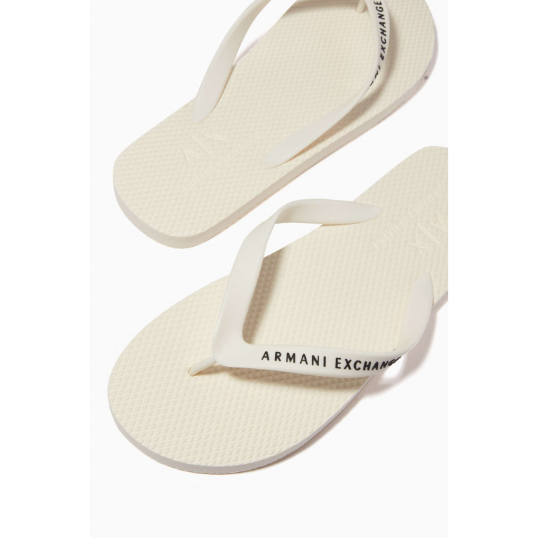 Armani Exchange - AE Logo Flip Flops in Rubber Neutral