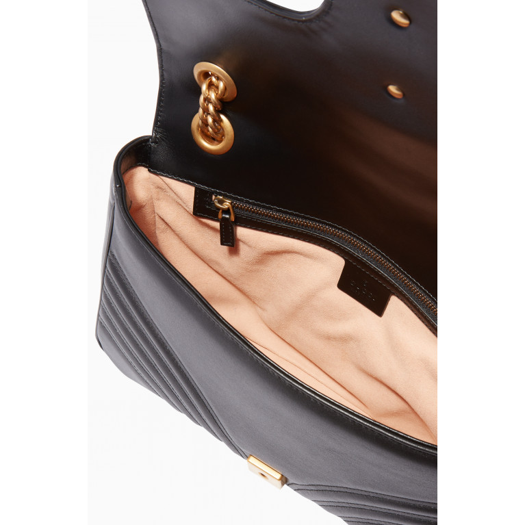 Gucci - Black Medium GG Marmont 2.0 Quilted Shoulder Bag Black