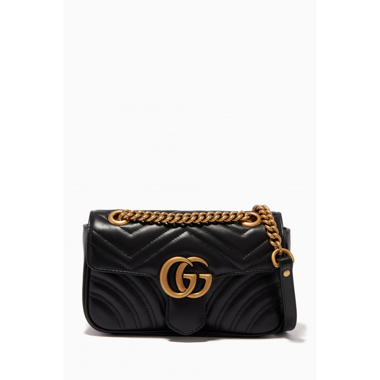 Gucci - Gucci Black Mini GG Marmont 2.0 Matelassé Shoulder Bag Black