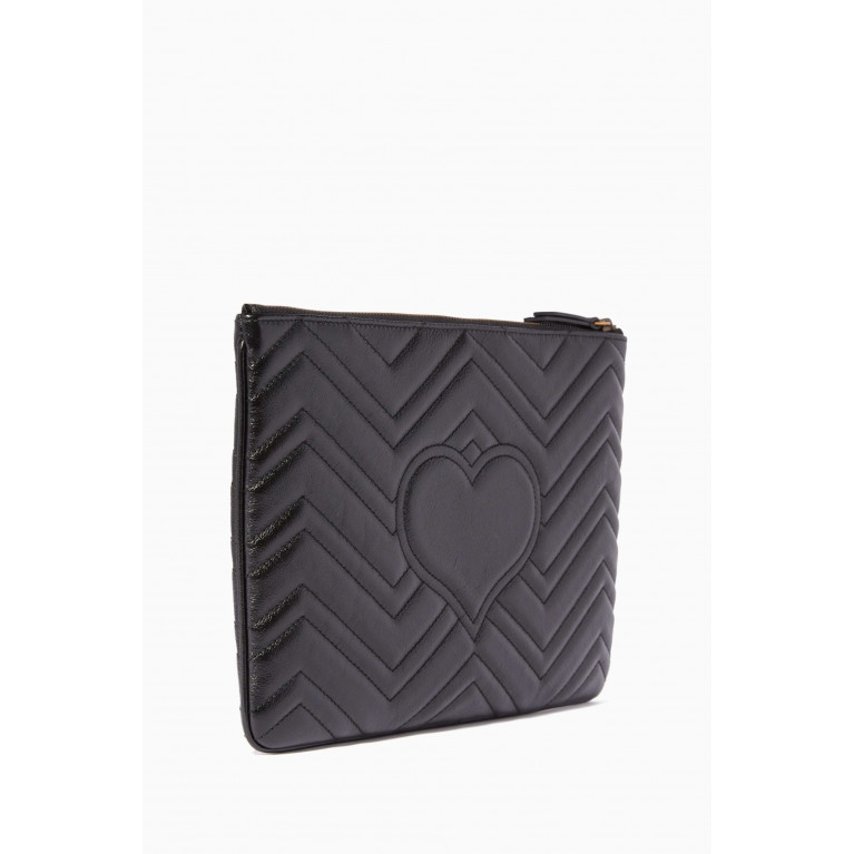 Gucci - Chevron Quilted GG Marmont Pouch Black