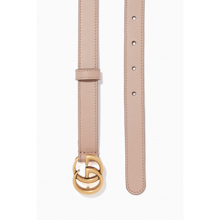 Gucci - Double G Slim Leather Belt Neutral