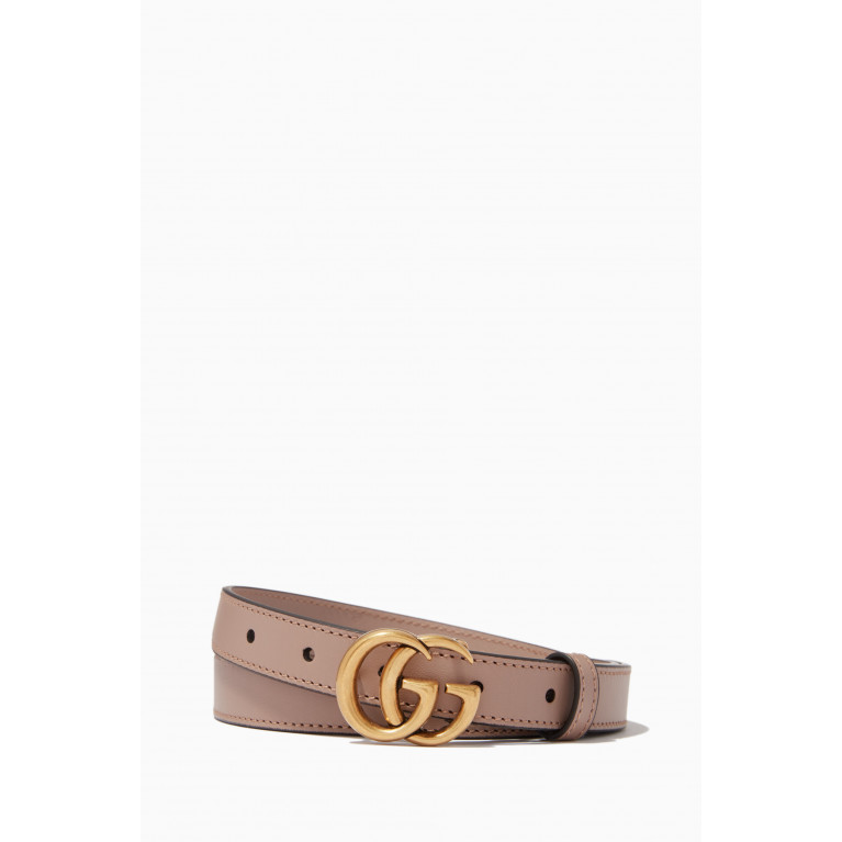 Gucci - Double G Slim Belt in Leather Pink