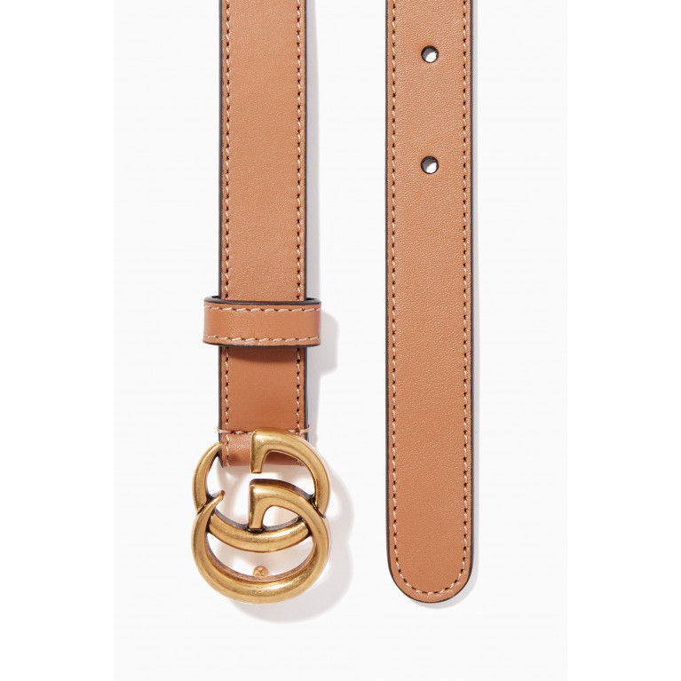 Gucci - Double G Slim Belt in Leather Neutral