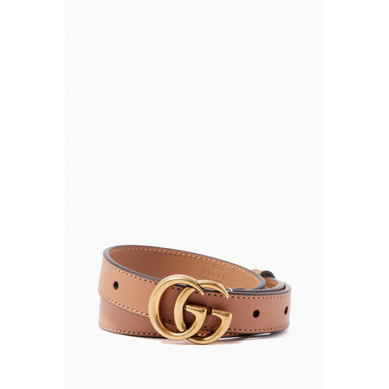Gucci - Double G Slim Belt in Leather Neutral