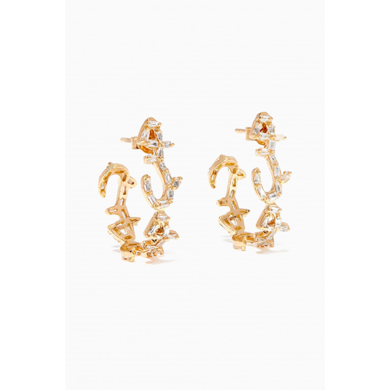 Bil Arabi - Hob/ Love Baguette Diamond Hoop Earrings in 18kt Yellow Gold