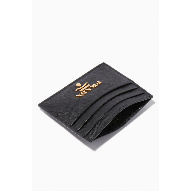 Prada - Black Saffiano Card Case Black