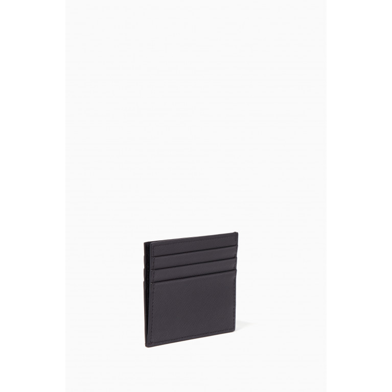 Prada - Black Triangle Logo Saffiano Leather Card Holder Black