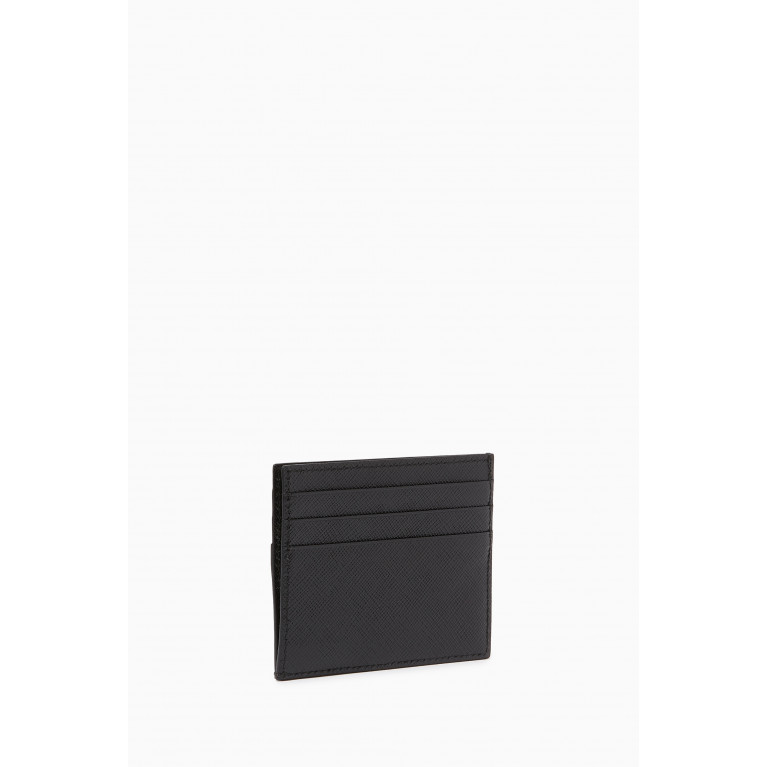 Prada - Metal Logo Card Holder in Saffiano Leather Black