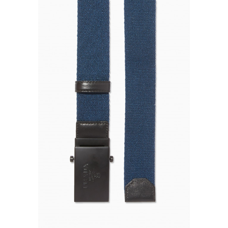 Prada - Logo Plaque Woven Belt Blue