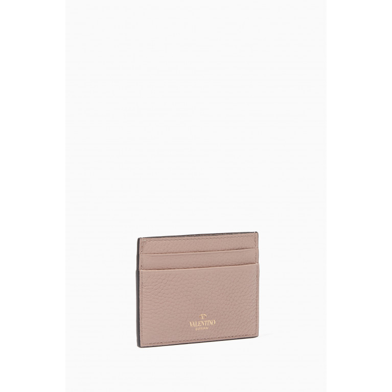 Valentino - Rockstud Classic Leather Card Holder Neutral