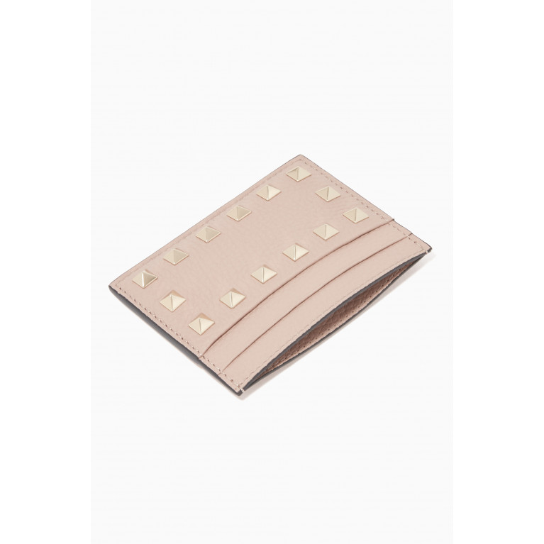 Valentino - Rockstud Classic Leather Card Holder Neutral